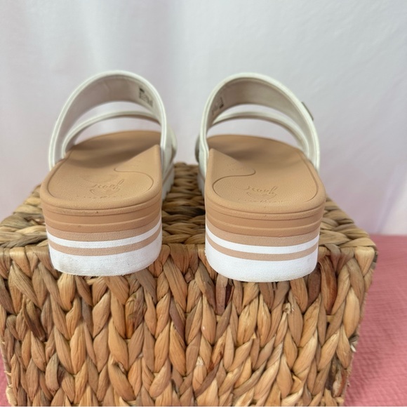 Reef Womens Banded Horizon Hi Slide Sandals White Tan Footbed Size 7 - Picture 5 of 8